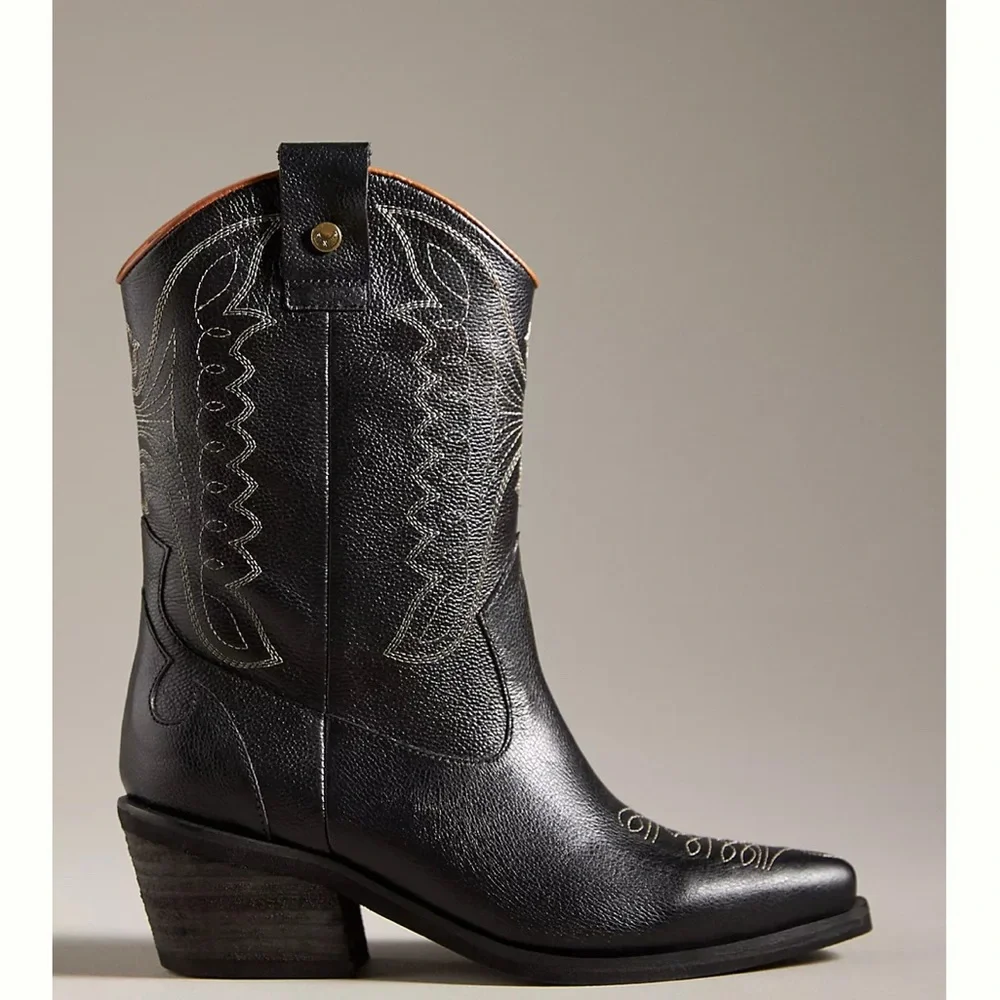 Size 9 ONLY! Anthropologie Black Stivali Unstoppable Cowboy Boot NEW IN BOX - Picture 4 of 8